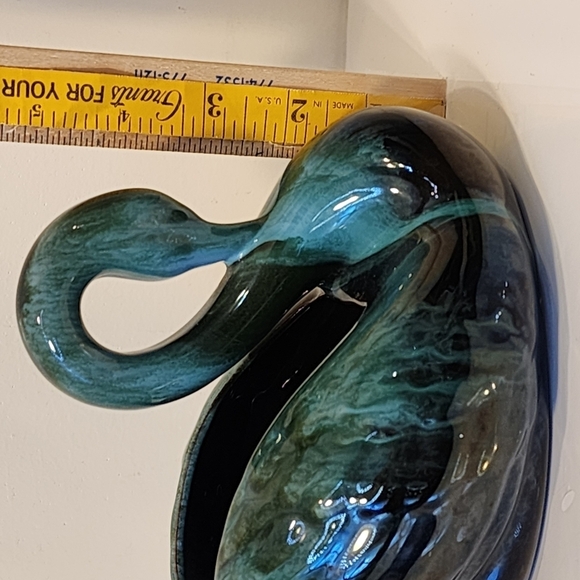 BMP Blue Mountain Pottery Swan Planter Bowl Canada Vintage 5"x7" Metallic Glazed - Picture 12 of 13